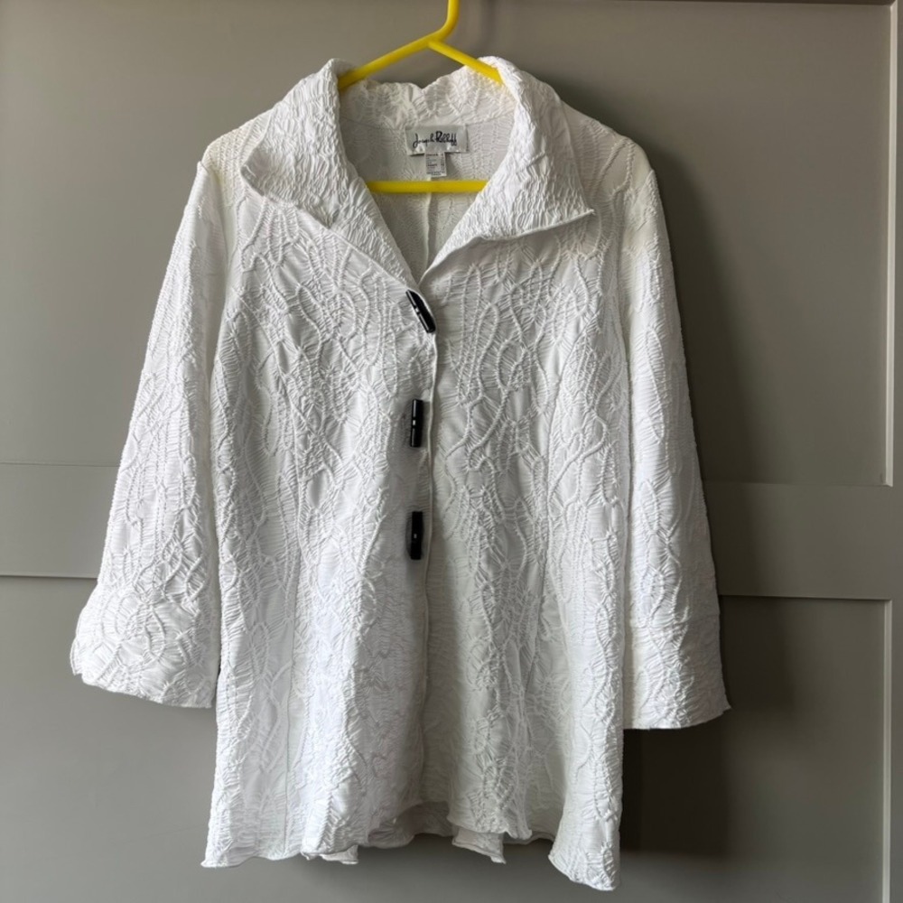 Joseph Ribkoff White Textured Knit Jacket Blazer Button Front‎ Women Size 12
